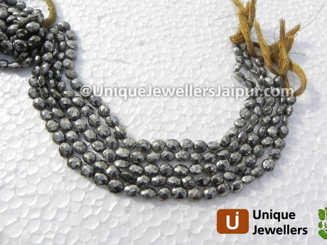 Pyrite Faceted Oval Beads